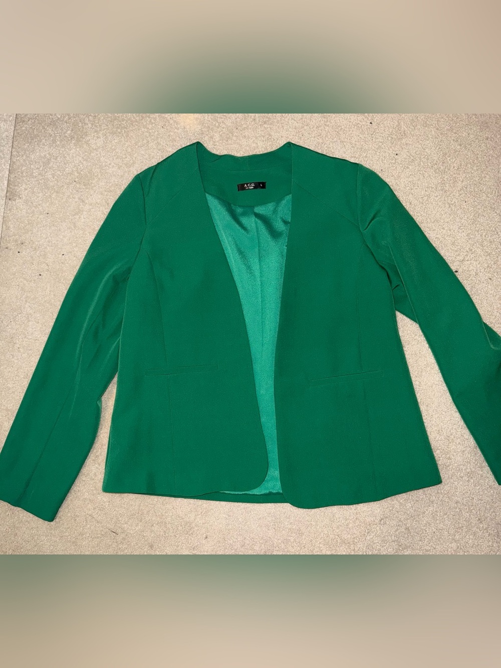 Open-Front Emerald Green Blazer Jacket